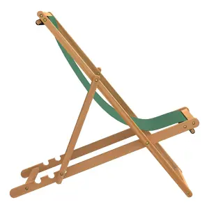 Berkfield Folding Beach Chair Solid Teak Wood Green