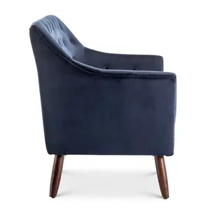 2 Seater Loveseat Small Sofa in Velvet Navy Blue Fabric