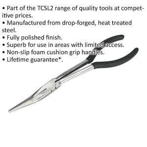 275mm Offset Needle Nose Pliers - Drop Forged Steel - Foam Grip Handles