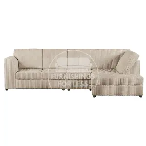 Luxor Cream Jumbo Cord Large 5 Seater Corner Sofa Long Right Hand Facing - Full Back