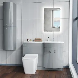 Nes Home Right Hand 1100mm Vanity Basin Unit & Elora Back To Wall Toilet Grey