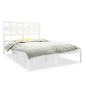 Berkfield Bed Frame White Solid Wood 135x190 cm 4FT6 Double