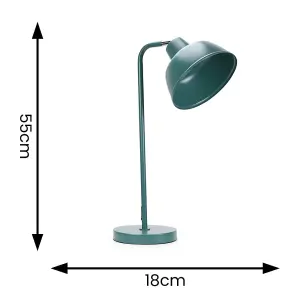 ValueLights Morris Teal Metal Stem Table Lamp with Angled Dome Shade for Living Room Bedroom office - LED Bulb Included