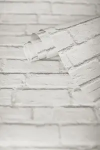 Vintage White Faux Brick Peel and Stick Wallpaper