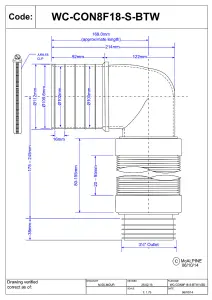 McAlpine WC-CON8F18-S-BTW 97-107mm Inlet 90 degree Flexible WC Connector for Back to Wall WC Pan for Installation Vertically