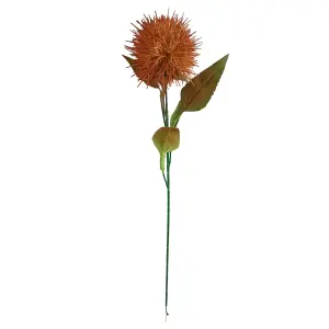 Pack of 6 x 70cm Globe Thistle Yellow Ball Artificial Flower Stem