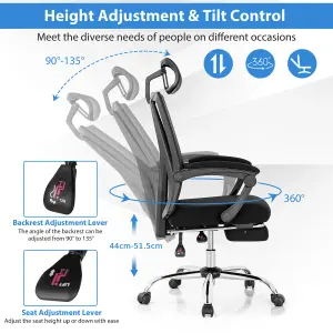 Costway Ergonomic Executive Office Chair High Back Reclining Chair Retractable Footrest