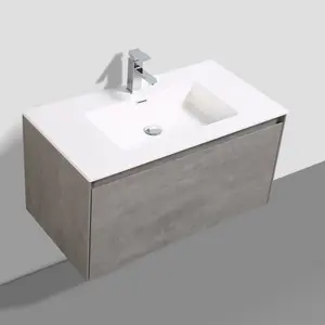 Rigel Concrete Wall Hung Bathroom Vanity Unit with White Basin (W)900mm (H)450mm