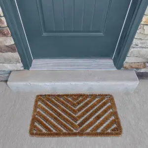 Natural Rugged Wire scraper Coir Reversible Heavy duty Door mat, 60cm x 40cm