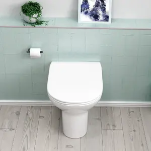 Nes Home Matson Modern Round Back to Wall Toilet with Soft Close Seat White