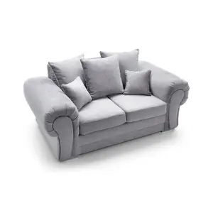 Verona 2 Seater Sofa in Light Grey Crushed Chenille