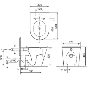 Rimless Black Matt Back to Wall Toilet with Concealed Cistern & Black Flush Button