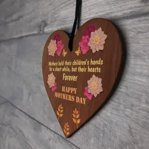 Red Ocean Happy Mothers Day Gift For Mum Mummy Wooden Heart Sign Gift From Daughter Son Keespake