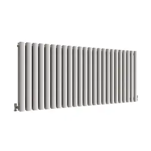 Horizontal White Double Oval Panel Radiator (H)600mm x (W)1416mm, 9332 BTU.