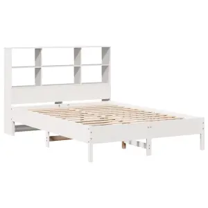 Berkfield Bookcase Bed without Mattress White 135x190 cm Double Solid Wood Pine