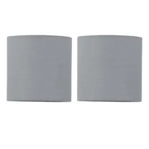 First Choice Lighting Set of 2 Grey Textured Cotton 15.5cm Table Lamp Shades