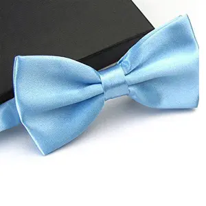 Sky Blue Satin Polyester Bow Tie for Casual & Formal Wear, Wedding Party Accessory