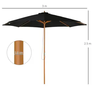 Lakewood 300cm Market Parasol Black