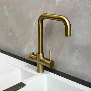 Liquida EBT411BR 4 In 1 Brushed Brass Kitchen Instant Boiling Hot Water Tap