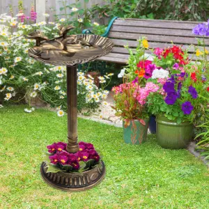 GardenKraft 17390 Bird Bath with Built-In Base Planter