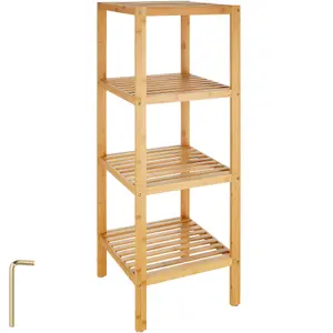 Standing bathroom shelf - 4 tiers in bamboo - brown