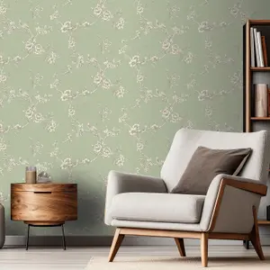 Chinoise Wallpaper Sage Green World of Wallpaper E100336AH