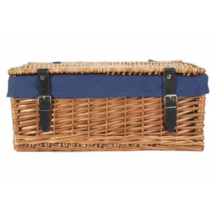 Wicker Packaging Hamper Basket with Lining Navy Blue