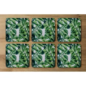 Square 6 Piece Coaster Set (Set of 6) Tropical Plants