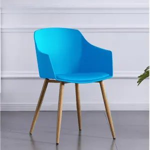 Single Eden Dining Chairs with Leather Cushions - Dining Armchair Blue