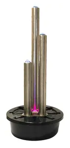 Primrose 3 Brushed Tubes Stainless Steel Water Feature with Lights 121cm