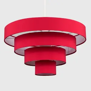 ValueLights Nevada Modern 4 Tier Red Fabric Ceiling Pendant Light Shade