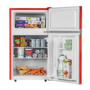 Red Freestanding Under Counter Retro Fridge Freezer 88L - RFM88R