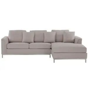 Left-Hand Corner Sofa OSLO Beige Fabric Left Hand