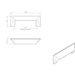 Straight Fingertip Cup Pull Handle 120 x 40mm 96mm Fixing Centres Chrome