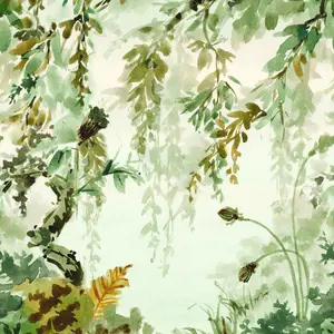 Grandeco Naive Watercolour Jungle Green 3 Lane Repeatable Wallpaper Mural 159 x 280cm