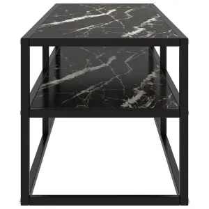 Berkfield TV Cabinet Black with Black Marble Glass 120x40x40 cm