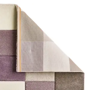 Beige/Purple Modern Geometric Handmade Easy to Clean Rug for Living Room Bedroom and Dining Room-120cm X 170cm