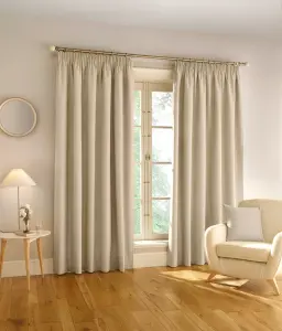 Enhanced Living 100% Blackout Thermal Natural Linen Look Tape Top Curtains  Pair 46 x 54 inch (117x137cm)