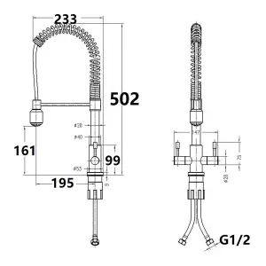 Nes Home Modern Dual Lever Pull Out Kitchen Mixer Tap Faucet Chrome