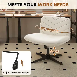 Yaheetech Beige Fabric Swivel Desk Chair with No Arms