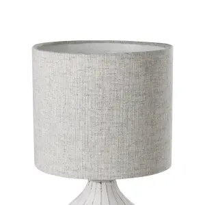 EGLO Bellariva 3 White Ceramic & Fabric Shade Table Lamp