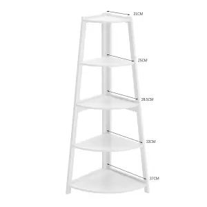 Modern 5 Tier Wooden Ladder Corner Shelf Rack Shelf Bookcase Home Display Shelving Unit 116CM