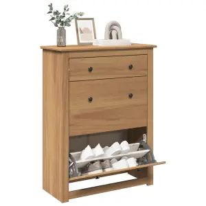 Berkfield Shoe Cabinet Panama 80x35x105 cm Solid Wood Pine