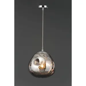 Inlight Watson Pendant Glass & metal Chrome effect Ceiling light