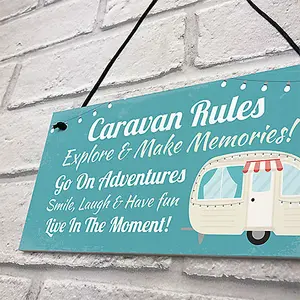 Red Ocean Caravan Rules Sign Hanging Door Plaque Caravan Sign Holiday Gift For Him Her Men Women