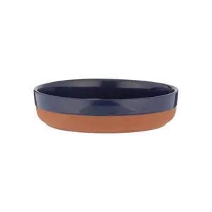 World Foods Earthenware Round Tapas Dish Navy/Brown