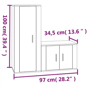 Berkfield 2 Piece TV Cabinet Set High Gloss White Engineered Wood