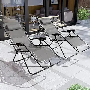 Black Reclining Sun Lounger Zero Gravity Chairs