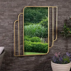 Prague Rectangular Mirror in Gold Weather Resistant