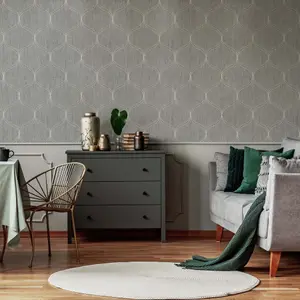 Boutique Optical Grey Geometric Textured Wallpaper